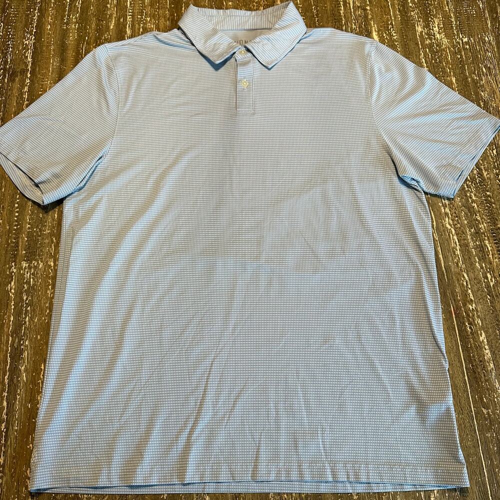 RHONE Performance Short Sleeve Golf Polo Shirt Checkered Light Blue Men’s Size M